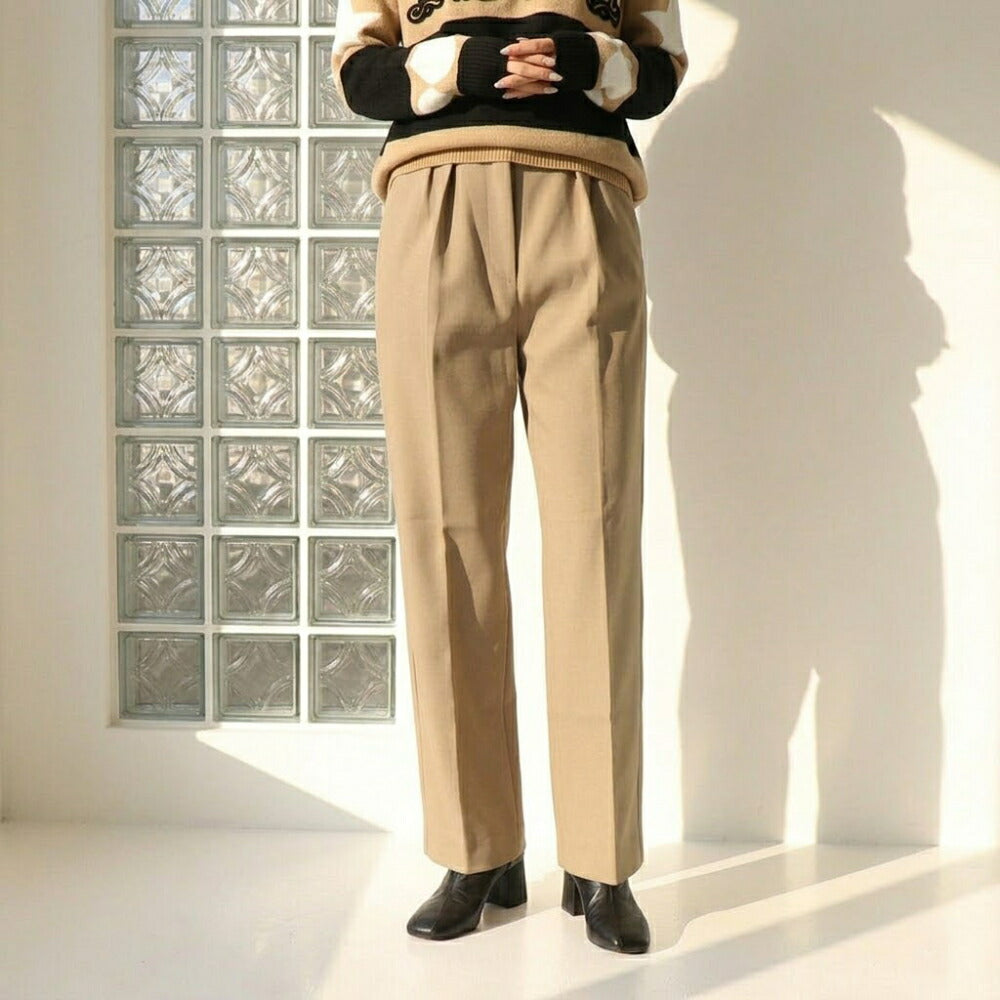 Max Mara ブラウン エラスタン スラックス トラウザーパンツ フロント