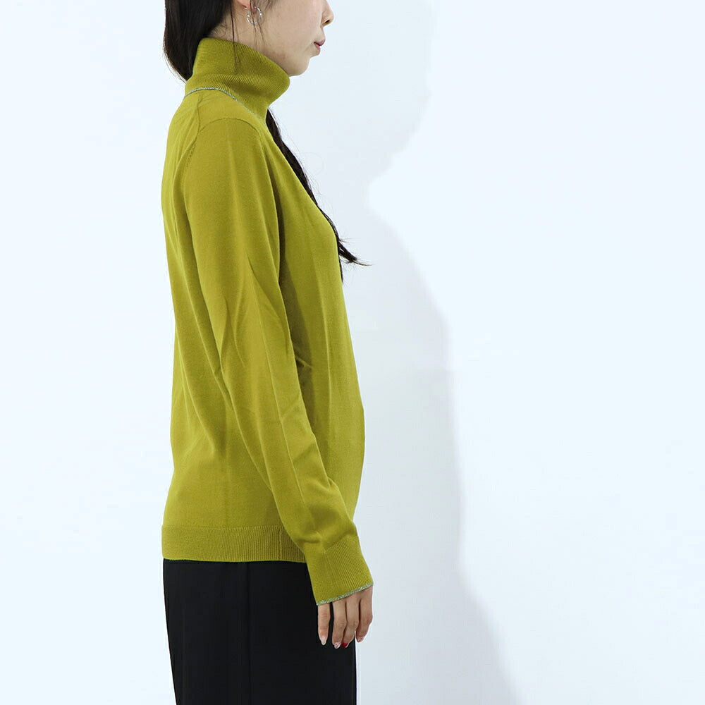 ポール スミス Paul Smith トップス ニット レディース Wool Blend Roll Neck Sweater マスタード ブラック ウール ポリエステル ハイネック リブ 袖切り替え ストライプ柄 W2R-323N-L31054