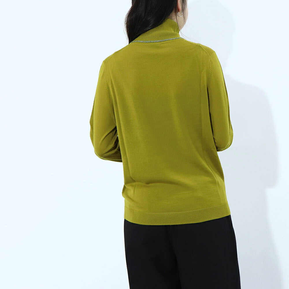 ポール スミス Paul Smith トップス ニット レディース Wool Blend Roll Neck Sweater マスタード ブラック ウール ポリエステル ハイネック リブ 袖切り替え ストライプ柄 W2R-323N-L31054