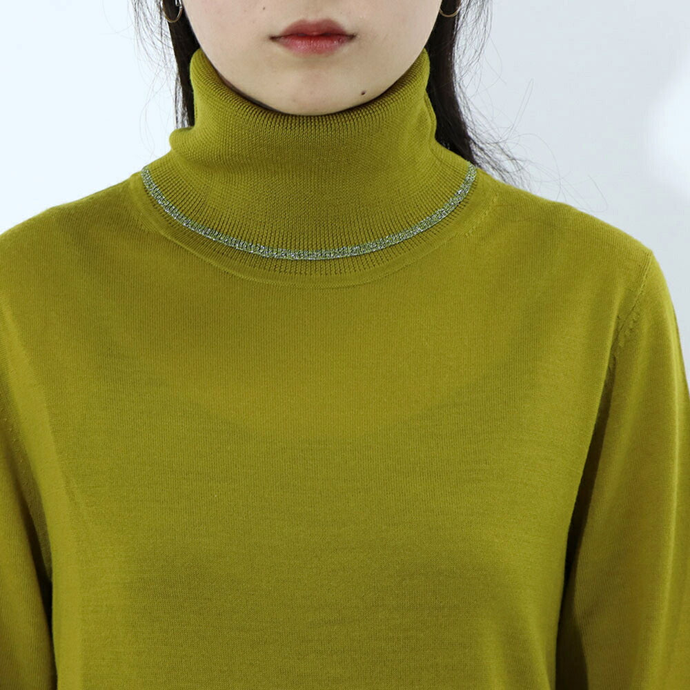 ポール スミス Paul Smith トップス ニット レディース Wool Blend Roll Neck Sweater マスタード ブラック ウール ポリエステル ハイネック リブ 袖切り替え ストライプ柄 W2R-323N-L31054