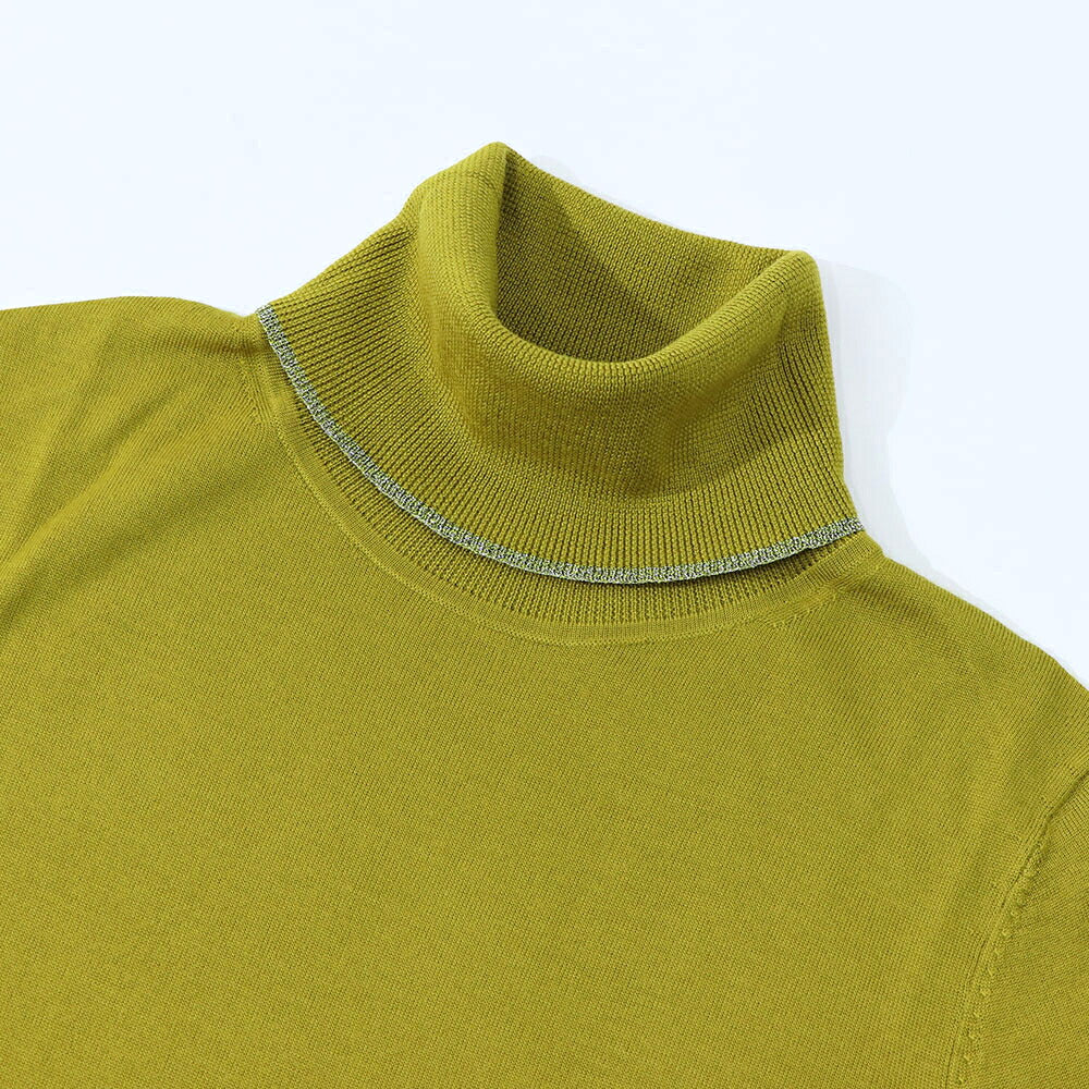 ポール スミス Paul Smith トップス ニット レディース Wool Blend Roll Neck Sweater マスタード ブラック ウール ポリエステル ハイネック リブ 袖切り替え ストライプ柄 W2R-323N-L31054