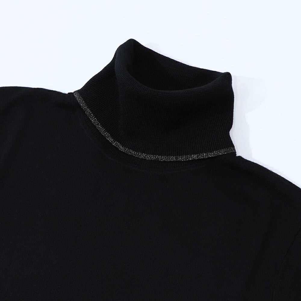 ポール スミス Paul Smith トップス ニット レディース Wool Blend Roll Neck Sweater マスタード ブラック ウール ポリエステル ハイネック リブ 袖切り替え ストライプ柄 W2R-323N-L31054