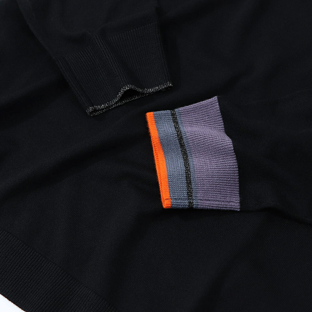 ポール スミス Paul Smith トップス ニット レディース Wool Blend Roll Neck Sweater マスタード ブラック ウール ポリエステル ハイネック リブ 袖切り替え ストライプ柄 W2R-323N-L31054