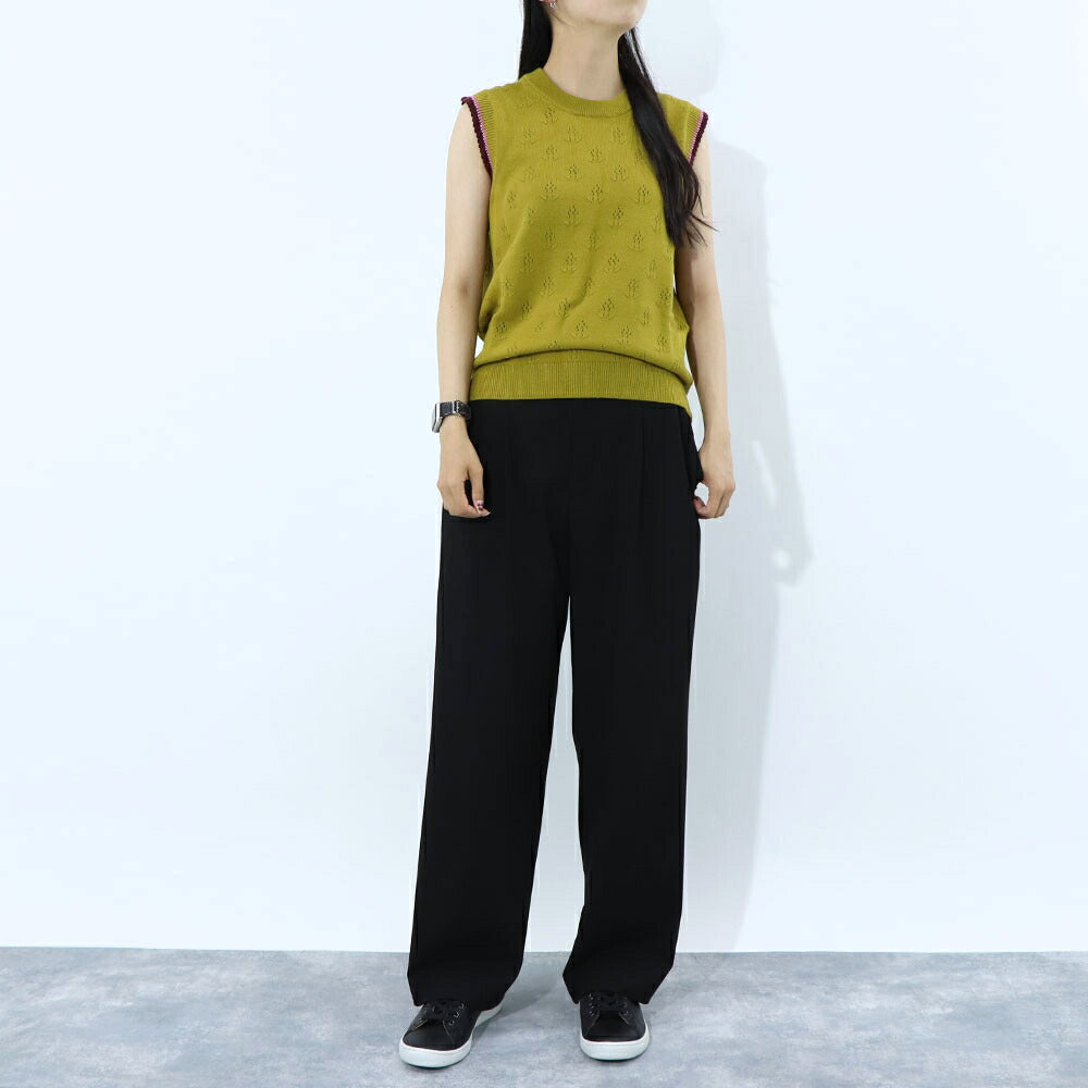 ポール スミス Paul Smith トップス ニット レディース Crew-neck sleeveless knitted top マスタード ウール コットン ノースリープ サマーニット 花柄 透かし編み リブニット W2R-339N-L31111