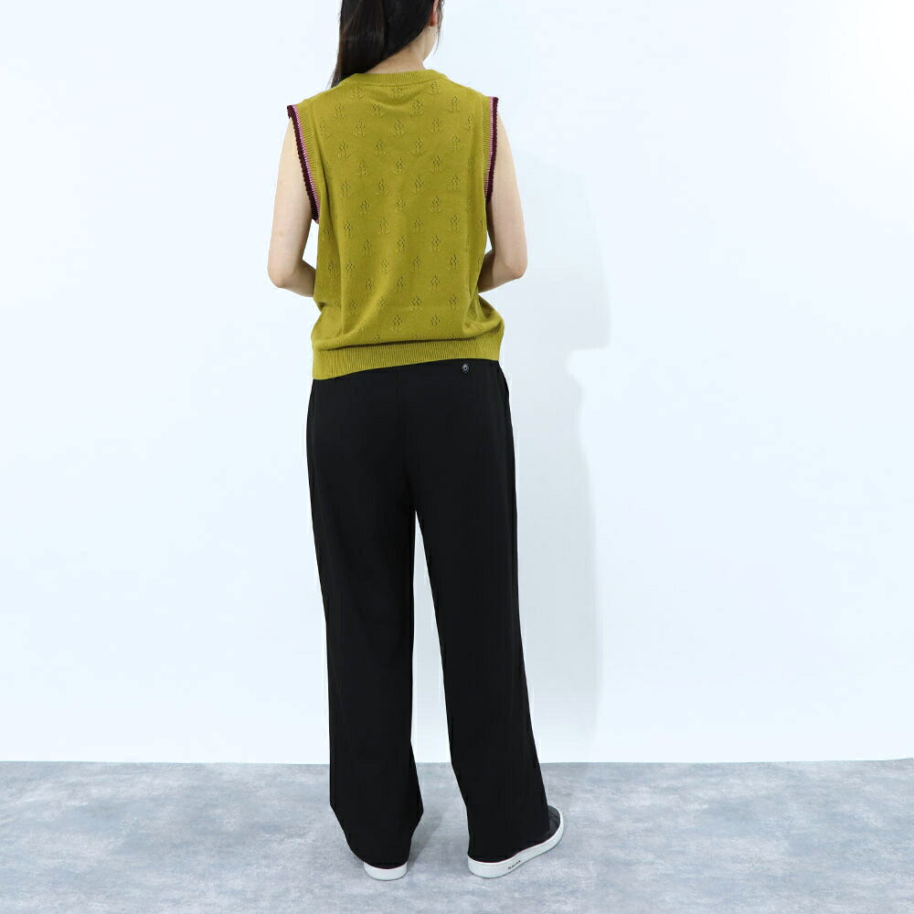 ポール スミス Paul Smith トップス ニット レディース Crew-neck sleeveless knitted top マスタード ウール コットン ノースリープ サマーニット 花柄 透かし編み リブニット W2R-339N-L31111