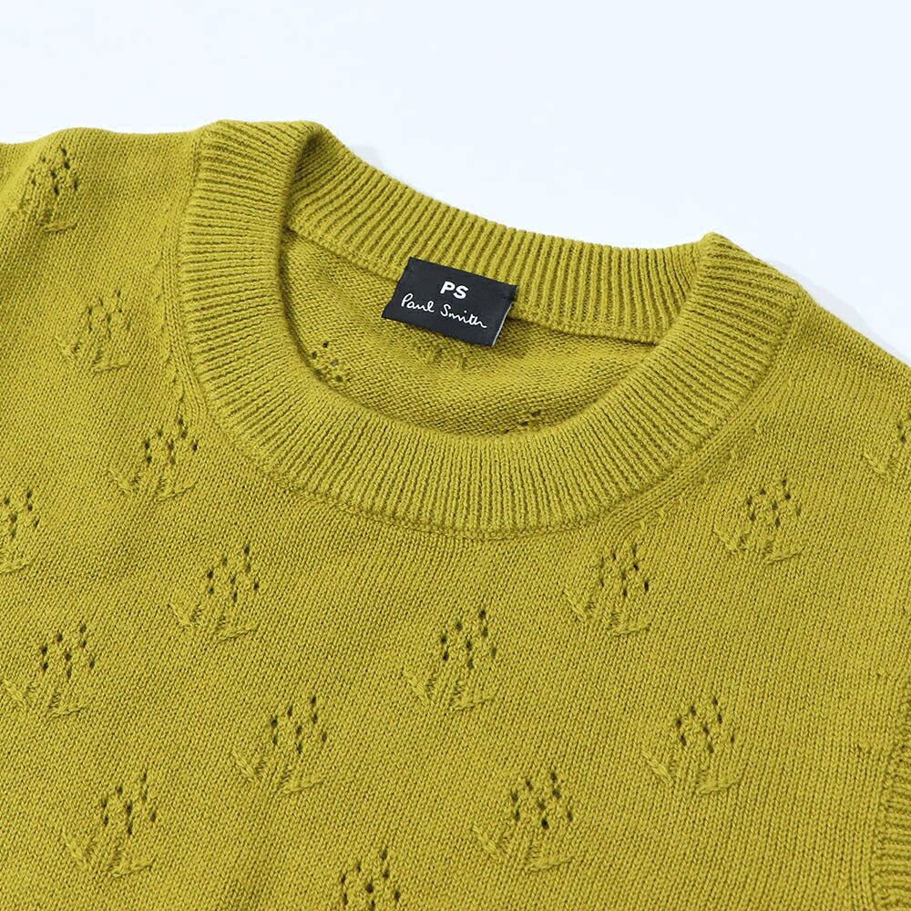 ポール スミス Paul Smith トップス ニット レディース Crew-neck sleeveless knitted top マスタード ウール コットン ノースリープ サマーニット 花柄 透かし編み リブニット W2R-339N-L31111