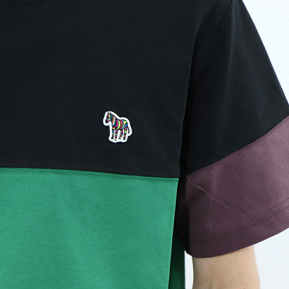 ポール スミス Paul Smith トップス Tシャツ・カットソー メンズ REG FIT PANEL TSHIRT ZEBRA 79 52B コットン 刺繍 シマウマ ゼブラ ストライプ マルチカラー カラーブロックデザイン クルーネック 半袖 M2R-004XZ-L20064