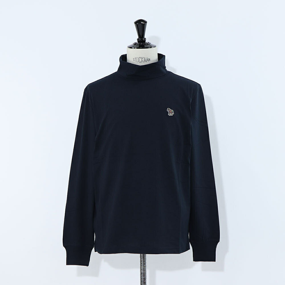 ポール スミス Paul Smith トップス Tシャツ・カットソー メンズ ブラック グレー ホワイト コットン 刺繍 シマウマ ワンポイント レインボー ハイネック タートルネック 長袖 M2R-391U-KZEBRA