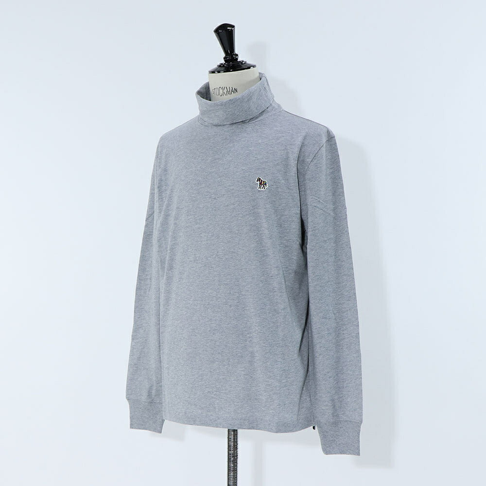 ポール スミス Paul Smith トップス Tシャツ・カットソー メンズ ブラック グレー ホワイト コットン 刺繍 シマウマ ワンポイント レインボー ハイネック タートルネック 長袖 M2R-391U-KZEBRA