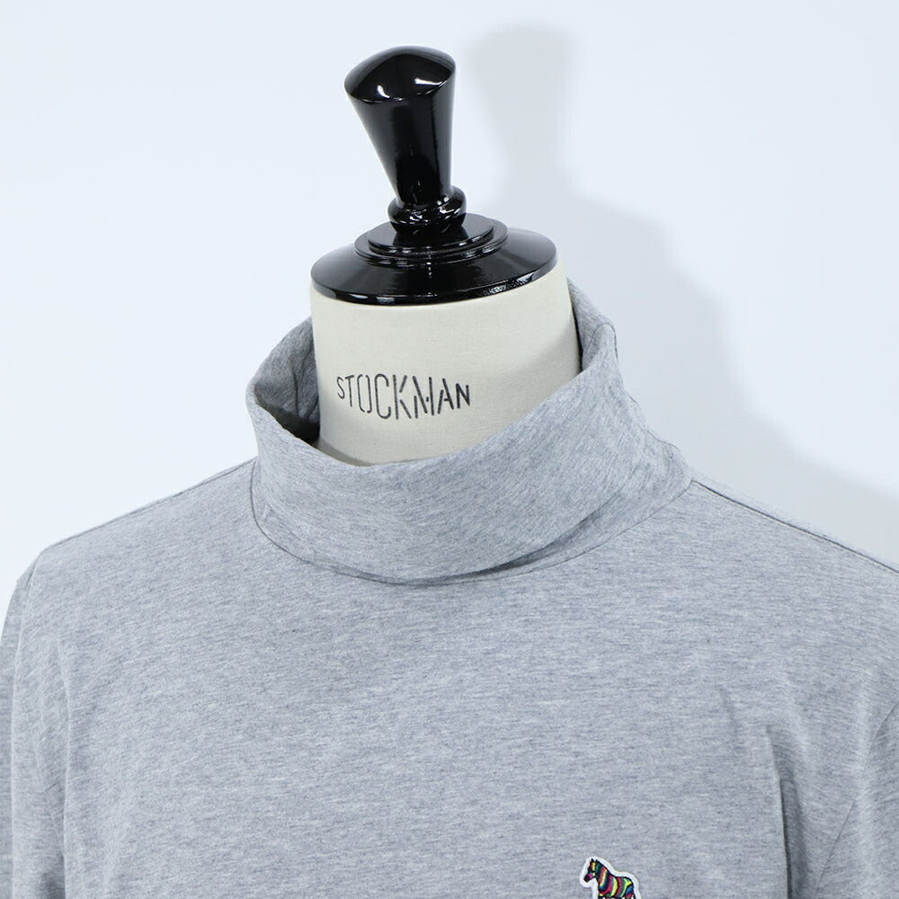 ポール スミス Paul Smith トップス Tシャツ・カットソー メンズ ブラック グレー ホワイト コットン 刺繍 シマウマ ワンポイント レインボー ハイネック タートルネック 長袖 M2R-391U-KZEBRA