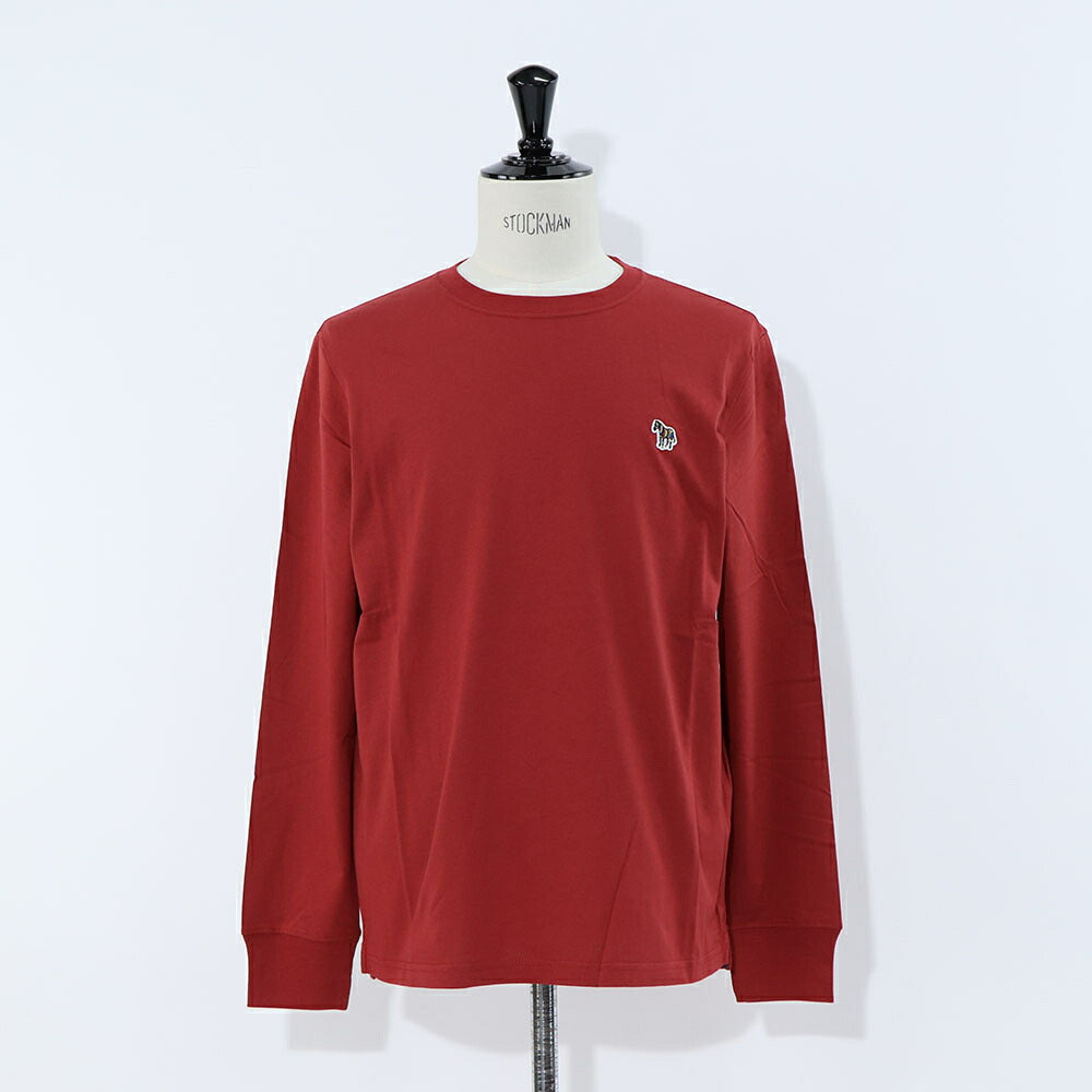 ポール スミス Paul Smith トップス Tシャツ・カットソー メンズ レッド ボルドー コットン クルーネック 刺繍 ワンポイント シマウマ レインボー 長袖 M2R-828RZ-L20064