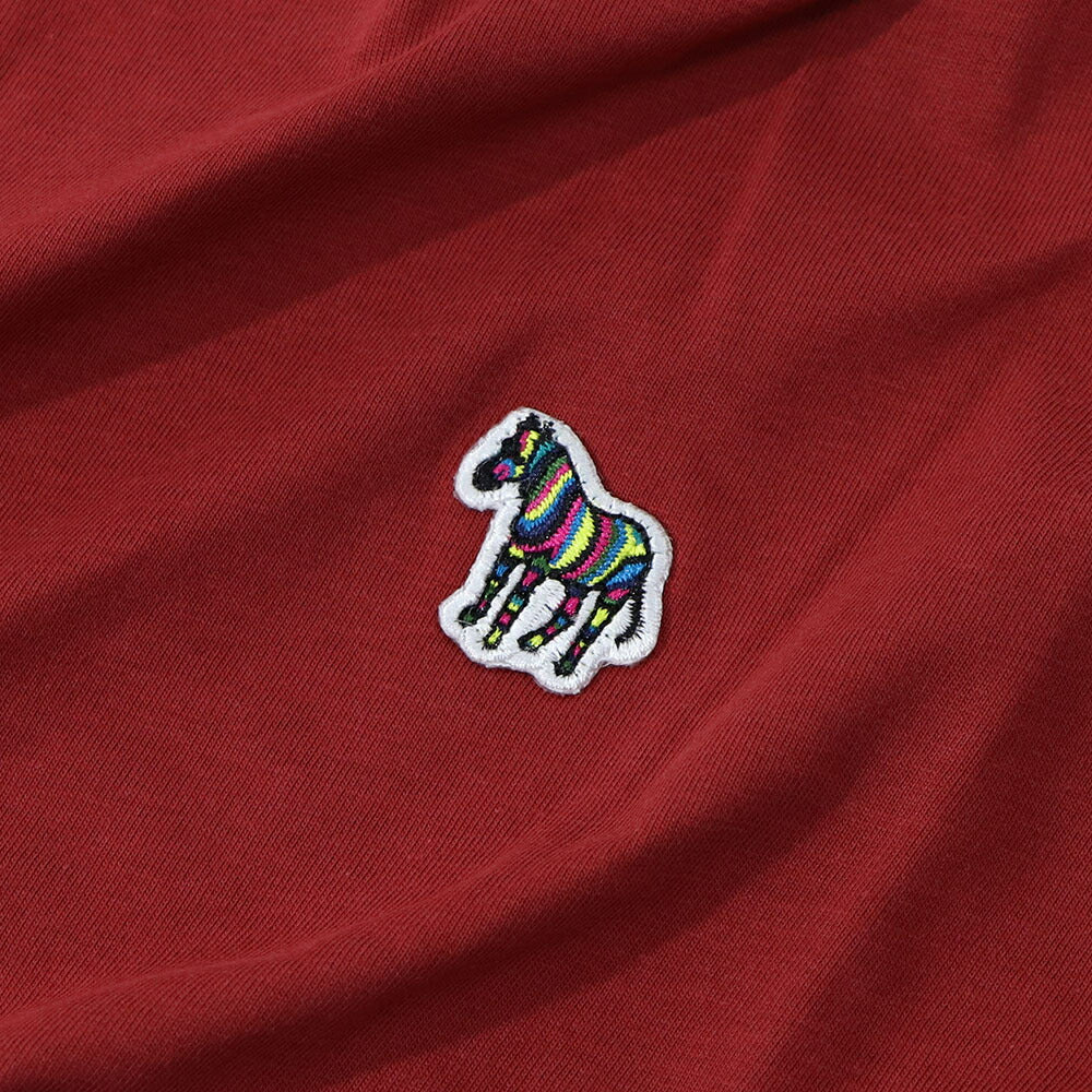 ポール スミス Paul Smith トップス Tシャツ・カットソー メンズ レッド ボルドー コットン クルーネック 刺繍 ワンポイント シマウマ レインボー 長袖 M2R-828RZ-L20064