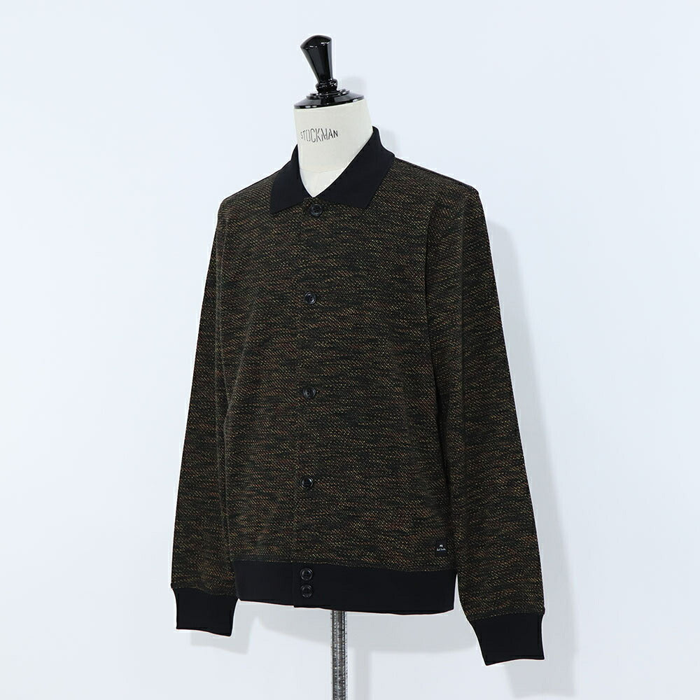 ポール スミス Paul Smith トップス カーディガン メンズ Cotton-Blend Jersey Cardigan ネイビー ポリエステル ビスコース エラスタン ニット ポロカラーリブ編み 幾何学模様 ネイビー ポリエステル ベージュ M2R-080Y-L21894