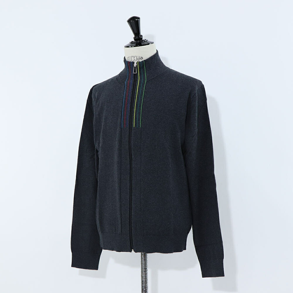 ポール スミス Paul Smith トップス カーディガン メンズ Sports Stripe Cardigan グレー フルジップ ストライプ リブネック グレー レッド ブルー イエロー グリーン M2R-232Y-L21933