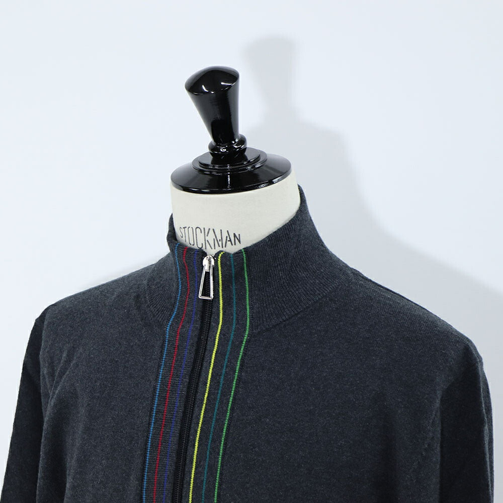 ポール スミス Paul Smith トップス カーディガン メンズ Sports Stripe Cardigan グレー フルジップ ストライプ リブネック グレー レッド ブルー イエロー グリーン M2R-232Y-L21933