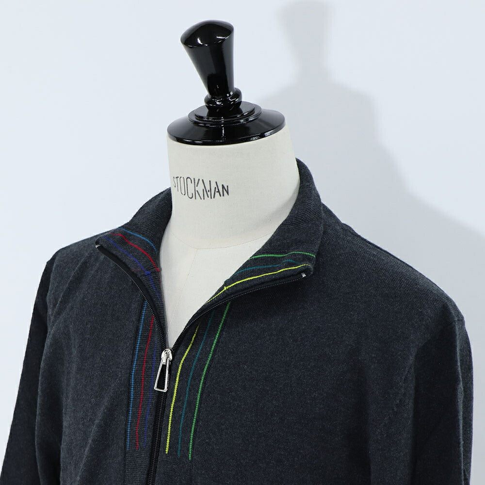 ポール スミス Paul Smith トップス カーディガン メンズ Sports Stripe Cardigan グレー フルジップ ストライプ リブネック グレー レッド ブルー イエロー グリーン M2R-232Y-L21933