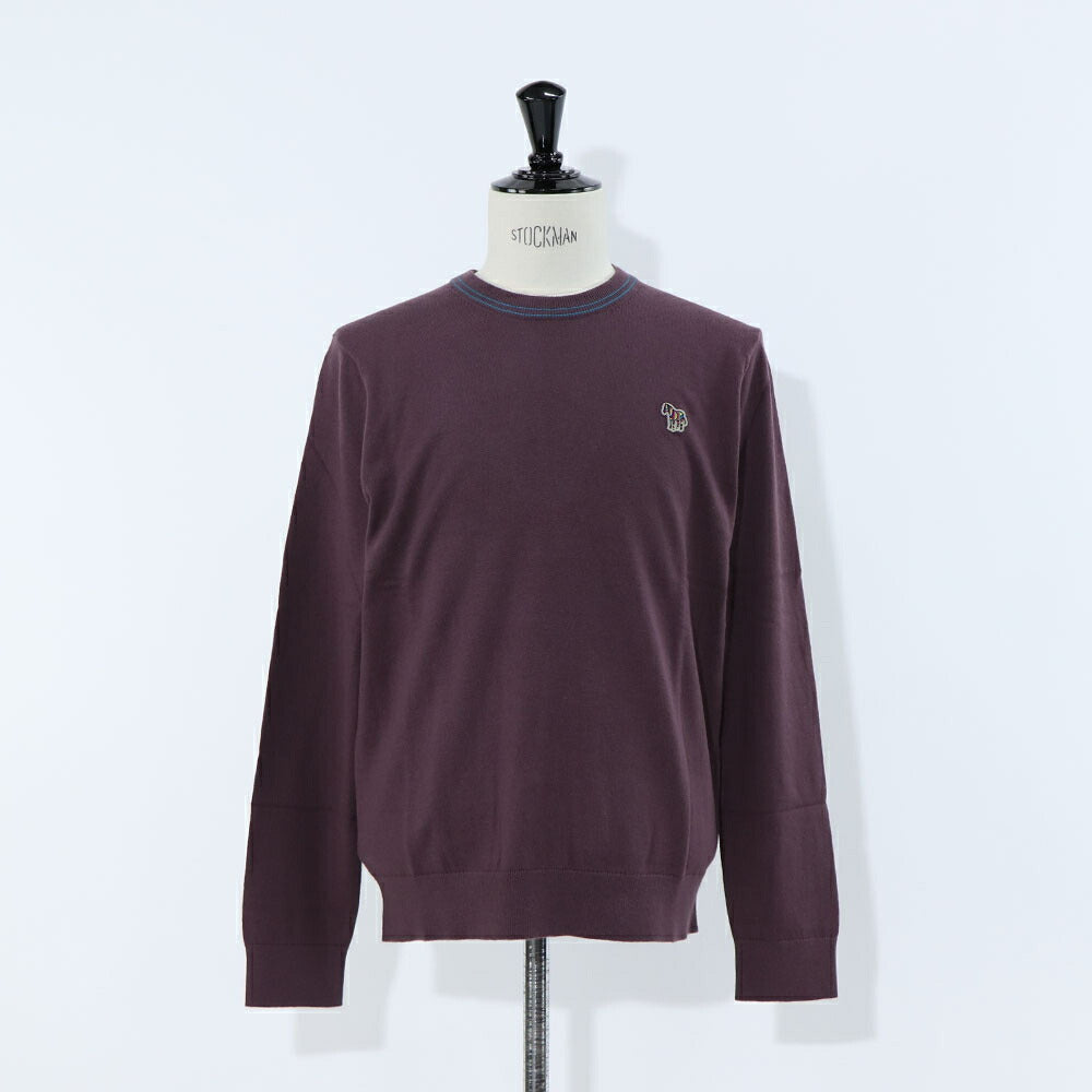 ポール スミス Paul Smith トップス ニット メンズ SWEATER CREW NECK ZEB BAD ブルー ボルドー ブラック コットン ナイロン ウール クルーネック 刺繍 ワンポイント シマウマ ゼブラ ブラック ボルドー ブルー M2R-228YZ-L21931