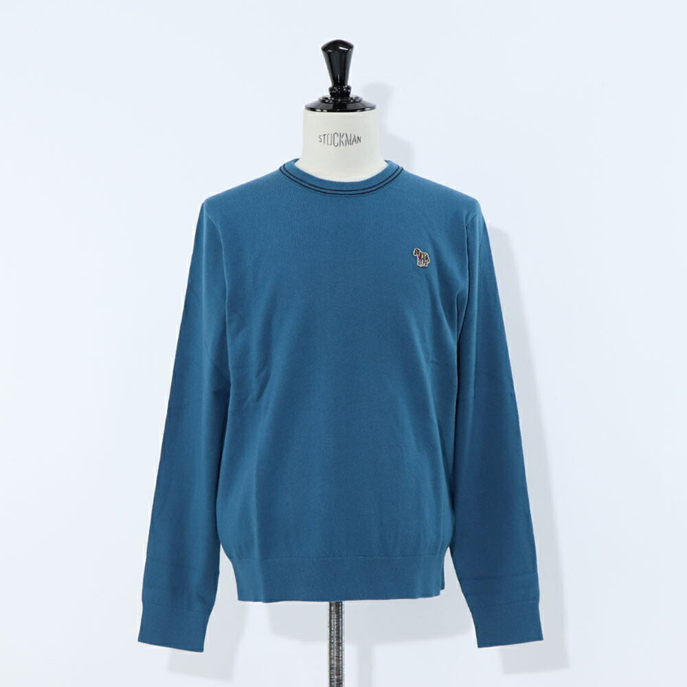 ポール スミス Paul Smith トップス ニット メンズ SWEATER CREW NECK ZEB BAD ブルー ボルドー ブラック コットン ナイロン ウール クルーネック 刺繍 ワンポイント シマウマ ゼブラ ブラック ボルドー ブルー M2R-228YZ-L21931