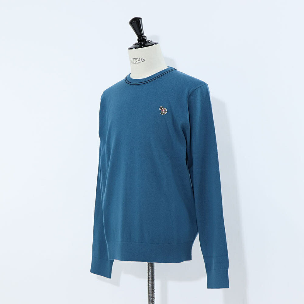ポール スミス Paul Smith トップス ニット メンズ SWEATER CREW NECK ZEB BAD ブルー ボルドー ブラック コットン ナイロン ウール クルーネック 刺繍 ワンポイント シマウマ ゼブラ ブラック ボルドー ブルー M2R-228YZ-L21931