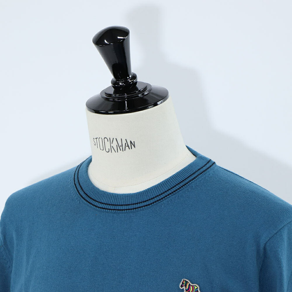 ポール スミス Paul Smith トップス ニット メンズ SWEATER CREW NECK ZEB BAD ブルー ボルドー ブラック コットン ナイロン ウール クルーネック 刺繍 ワンポイント シマウマ ゼブラ ブラック ボルドー ブルー M2R-228YZ-L21931
