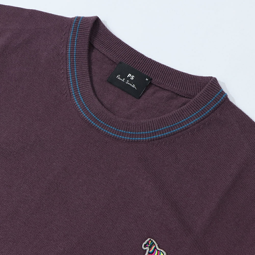 ポール スミス Paul Smith トップス ニット メンズ SWEATER CREW NECK ZEB BAD ブルー ボルドー ブラック コットン ナイロン ウール クルーネック 刺繍 ワンポイント シマウマ ゼブラ ブラック ボルドー ブルー M2R-228YZ-L21931