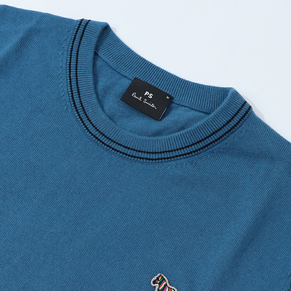 ポール スミス Paul Smith トップス ニット メンズ SWEATER CREW NECK ZEB BAD ブルー ボルドー ブラック コットン ナイロン ウール クルーネック 刺繍 ワンポイント シマウマ ゼブラ ブラック ボルドー ブルー M2R-228YZ-L21931