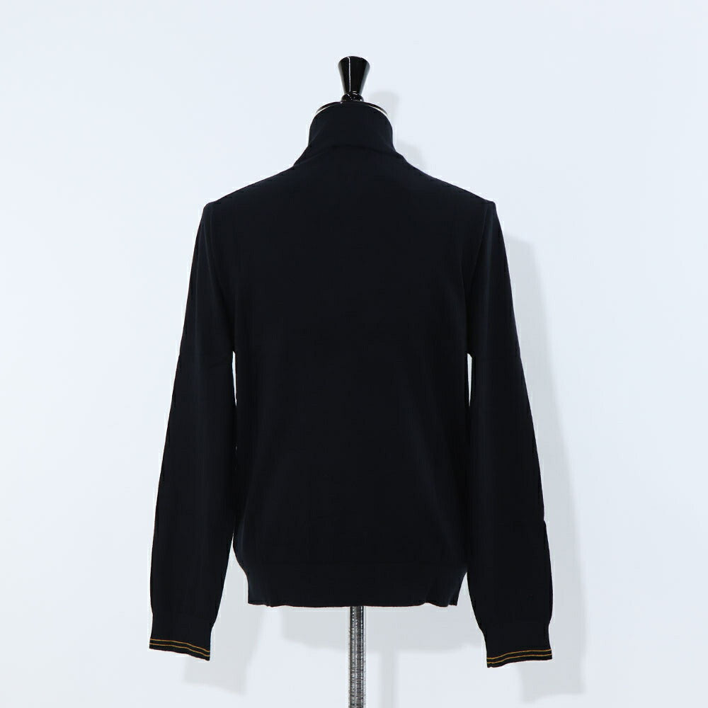 ポール スミス Paul Smith トップス ニット メンズ SWEATER ZIP NECK ZEB BAD ブルー ブラック コットン ナイロン ウール 刺繍 ワンポイント シマウマ ゼブラ ハーフジップ スタンドネック ブルー ブラック M2R-229YZ-L21931