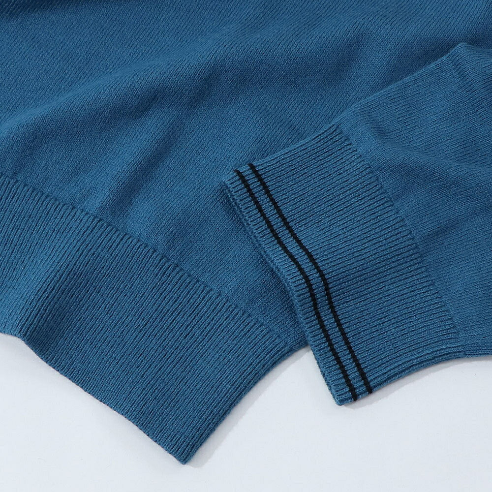 ポール スミス Paul Smith トップス ニット メンズ SWEATER ZIP NECK ZEB BAD ブルー ブラック コットン ナイロン ウール 刺繍 ワンポイント シマウマ ゼブラ ハーフジップ スタンドネック ブルー ブラック M2R-229YZ-L21931