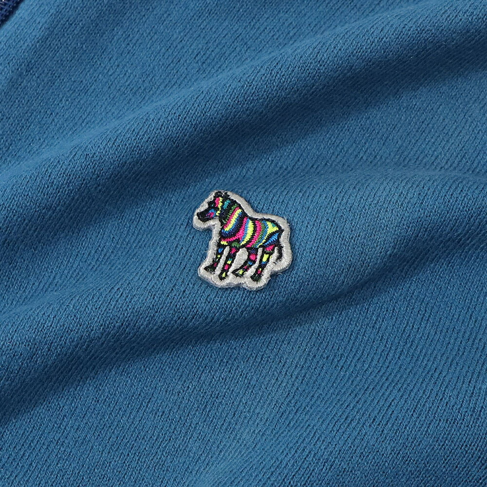 ポール スミス Paul Smith トップス ニット メンズ SWEATER ZIP NECK ZEB BAD ブルー ブラック コットン ナイロン ウール 刺繍 ワンポイント シマウマ ゼブラ ハーフジップ スタンドネック ブルー ブラック M2R-229YZ-L21931