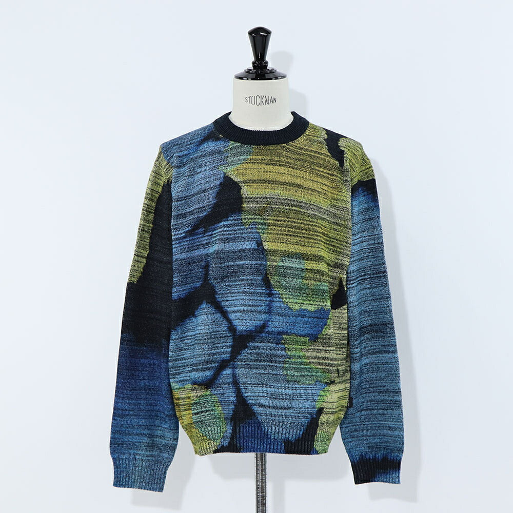 ポール スミス Paul Smith トップス ニット メンズ MENS SWEATER CREW NECK ネイビー ブラック コットン クルーネック タイダイ染め マーブル模様 グラフィックプリント M2R-248Y-L21943