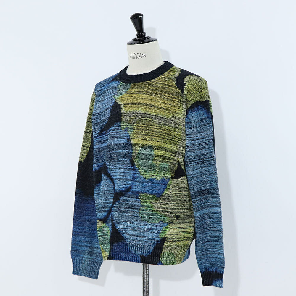 ポール スミス Paul Smith トップス ニット メンズ MENS SWEATER CREW NECK ネイビー ブラック コットン クルーネック タイダイ染め マーブル模様 グラフィックプリント M2R-248Y-L21943