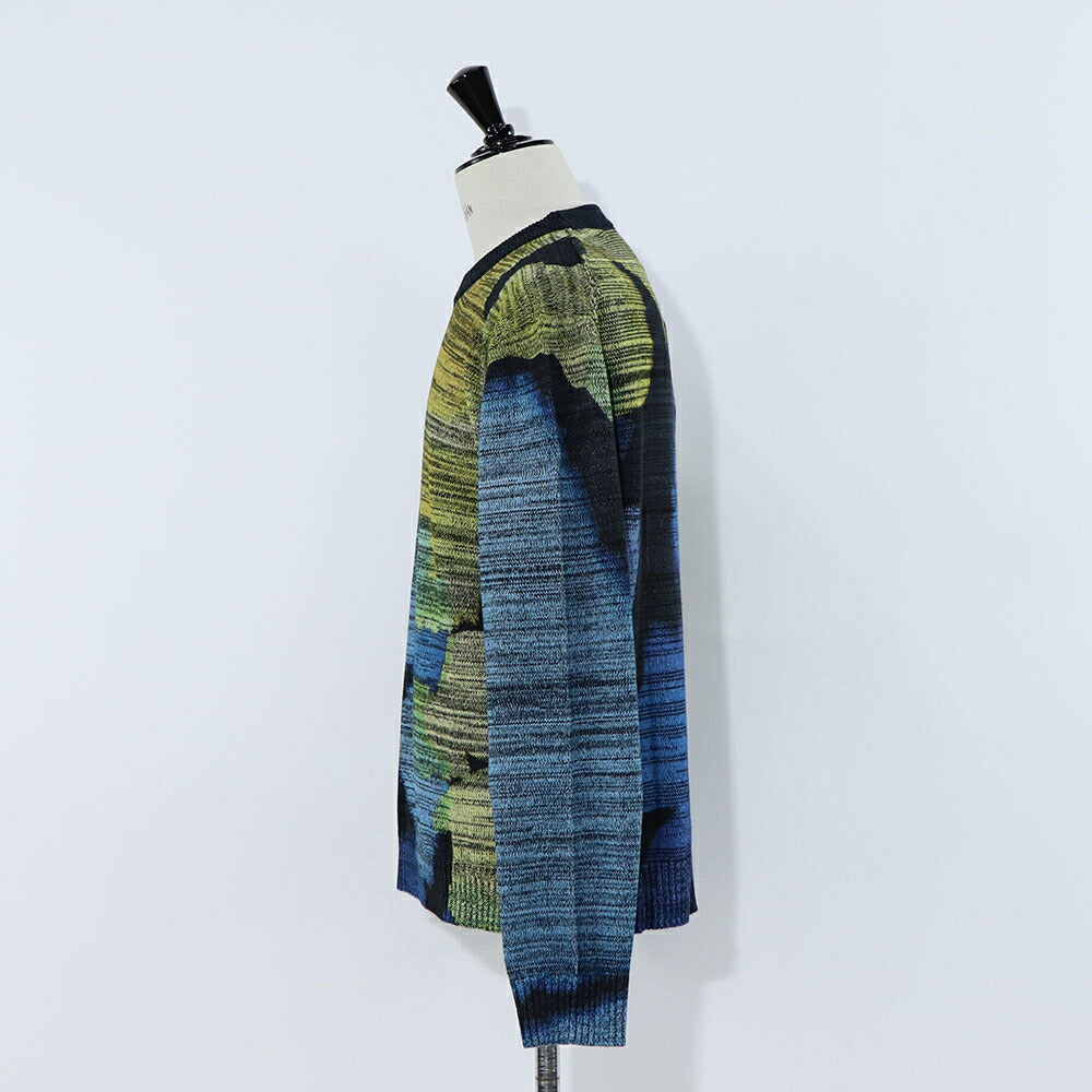 ポール スミス Paul Smith トップス ニット メンズ MENS SWEATER CREW NECK ネイビー ブラック コットン クルーネック タイダイ染め マーブル模様 グラフィックプリント M2R-248Y-L21943