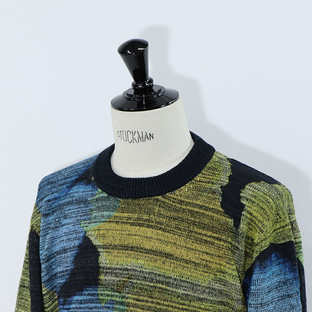 ポール スミス Paul Smith トップス ニット メンズ MENS SWEATER CREW NECK ネイビー ブラック コットン クルーネック タイダイ染め マーブル模様 グラフィックプリント M2R-248Y-L21943