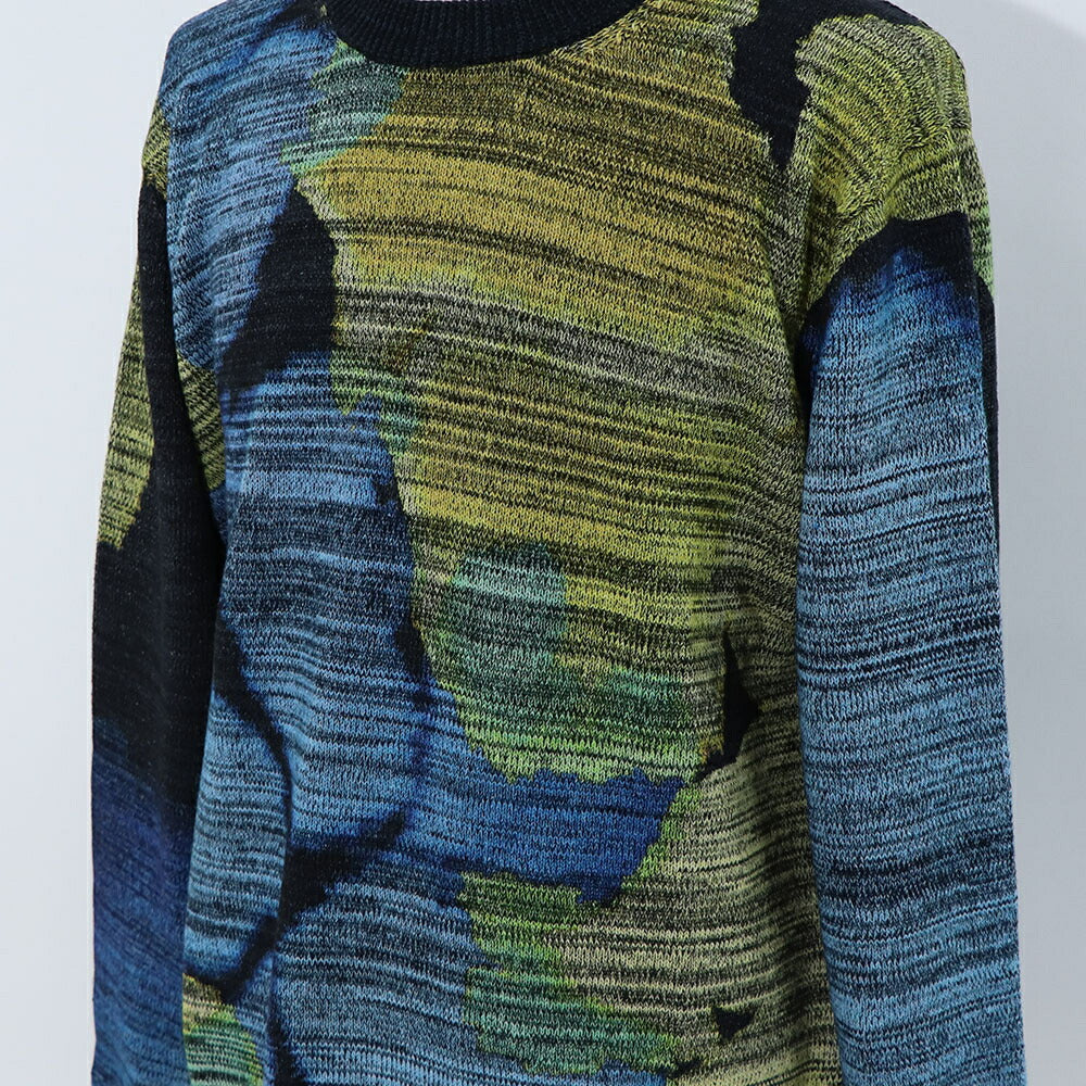 ポール スミス Paul Smith トップス ニット メンズ MENS SWEATER CREW NECK ネイビー ブラック コットン クルーネック タイダイ染め マーブル模様 グラフィックプリント M2R-248Y-L21943