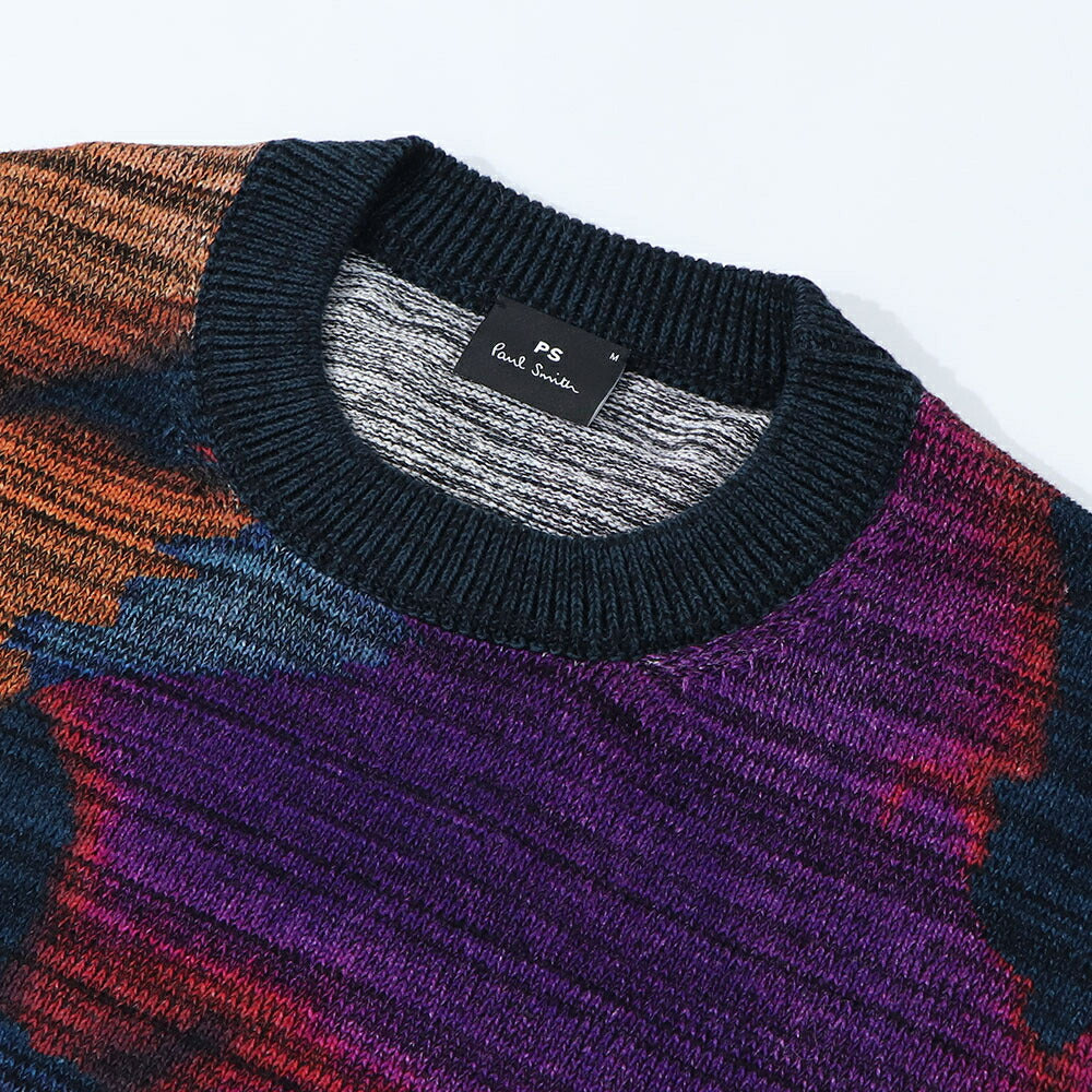 ポール スミス Paul Smith トップス ニット メンズ MENS SWEATER CREW NECK ネイビー ブラック コットン クルーネック タイダイ染め マーブル模様 グラフィックプリント M2R-248Y-L21943