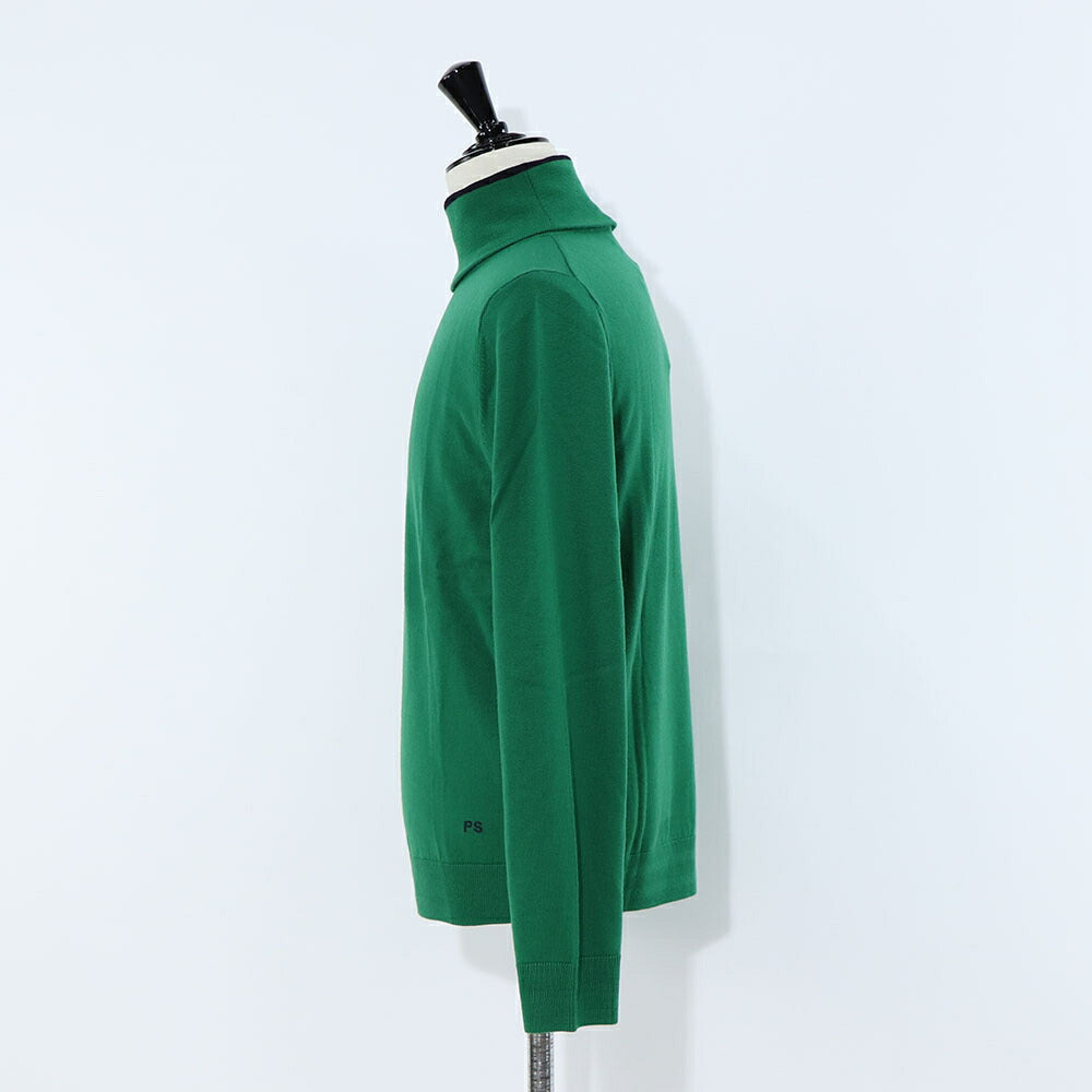 ポール スミス Paul Smith トップス ニット メンズ SWEATER ROLL NECK グリーン ブラック メリノウール 刺繍 ワンポイント ロゴ ハイネック タートルネック グリーン ブラック M2R-533X-L21861