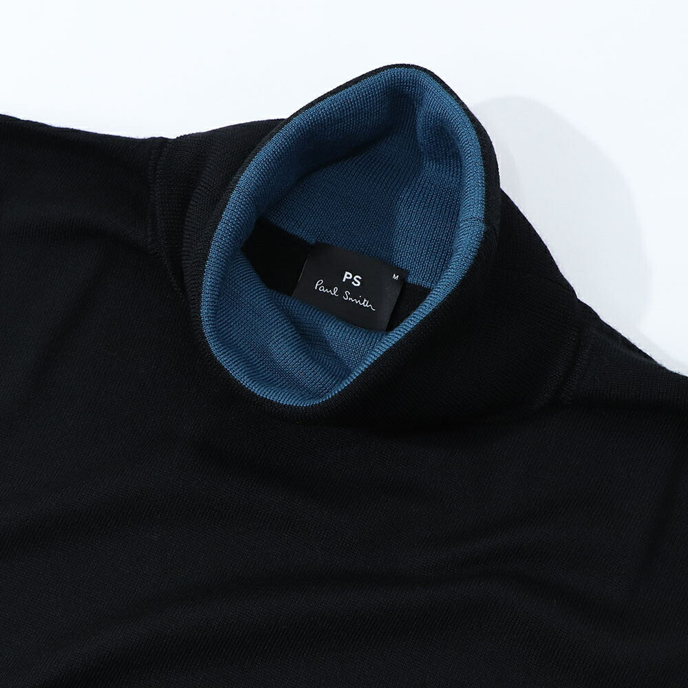 ポール スミス Paul Smith トップス ニット メンズ SWEATER ROLL NECK グリーン ブラック メリノウール 刺繍 ワンポイント ロゴ ハイネック タートルネック グリーン ブラック M2R-533X-L21861