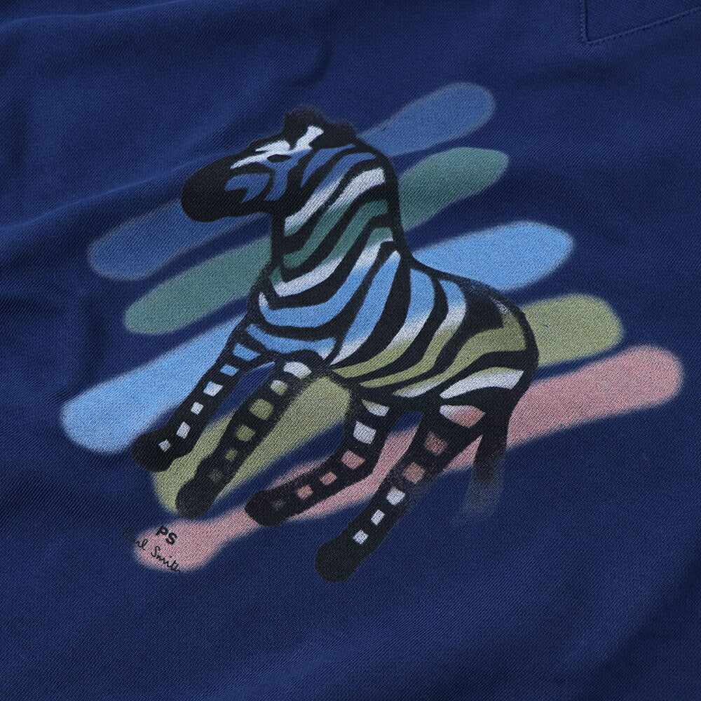 ポール スミス Paul Smith トップス スウェット・トレーナー レディース メンズ ユニセックス REG FIT SWEATSHIRT BROAD STRIPE ZEB ブルー コットン フロントプリント シマウマ ゼブラ イラスト ストライプ クルーネック ブルー ダークネイビー M2R-954X-KP3713