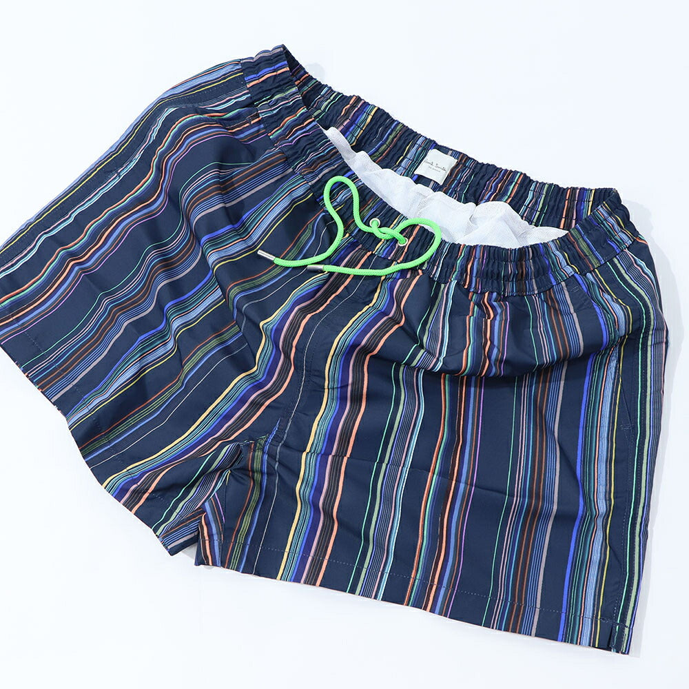 ポール スミス Paul Smith ボトムス ショートパンツ メンズ SWIM SHORT PAINT STRP ネイビー スイムウェア インナー付き 水陸両用 ストライプ M1A-239B-L41383