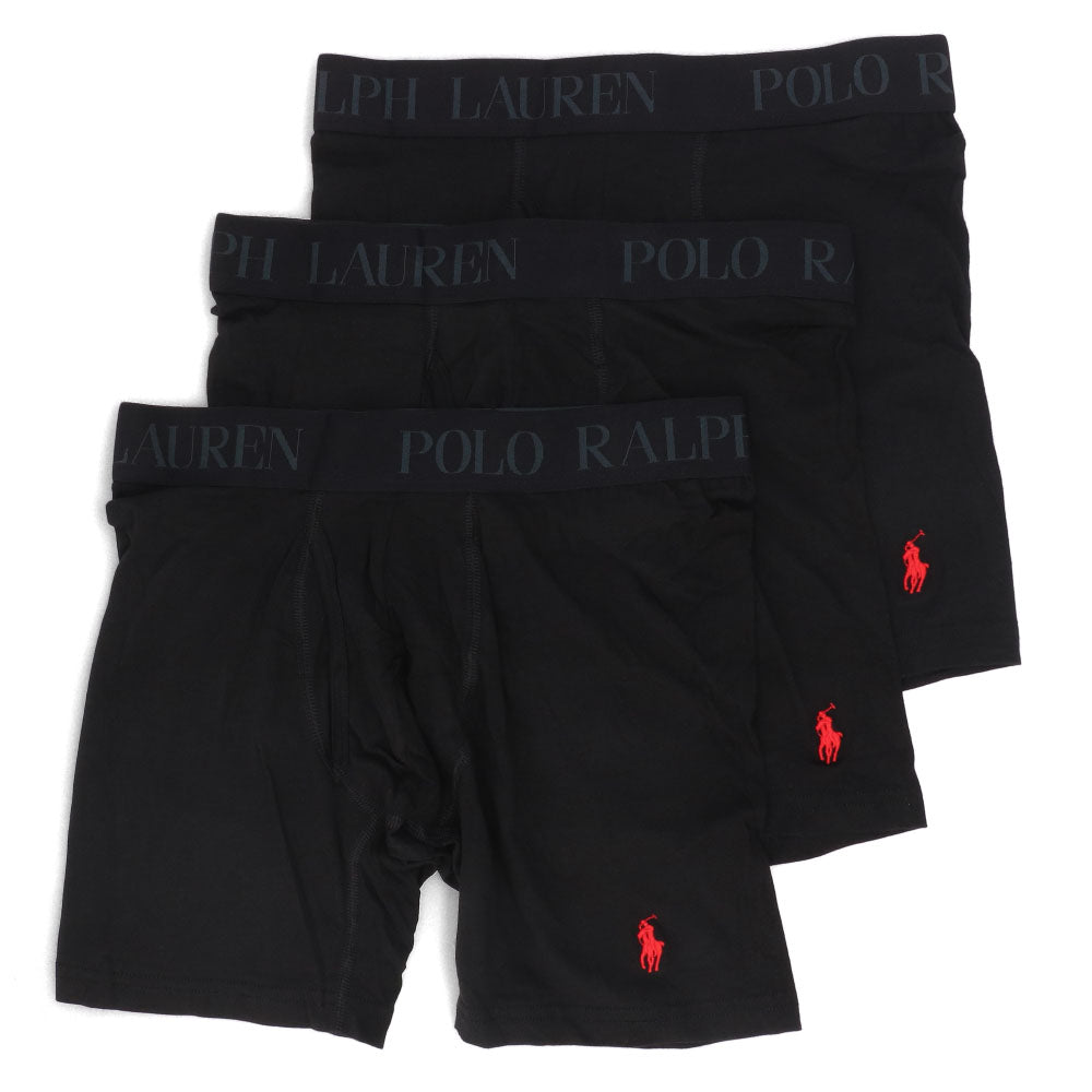 【新品】ラルフローレン Ralph Lauren 下着 パンツ メンズ ブラック ブルー コットン レーヨン ポリウレタン ロゴ 刺繍 3枚セット シンプル ブリーフ ボクサーパンツ LFBBP3