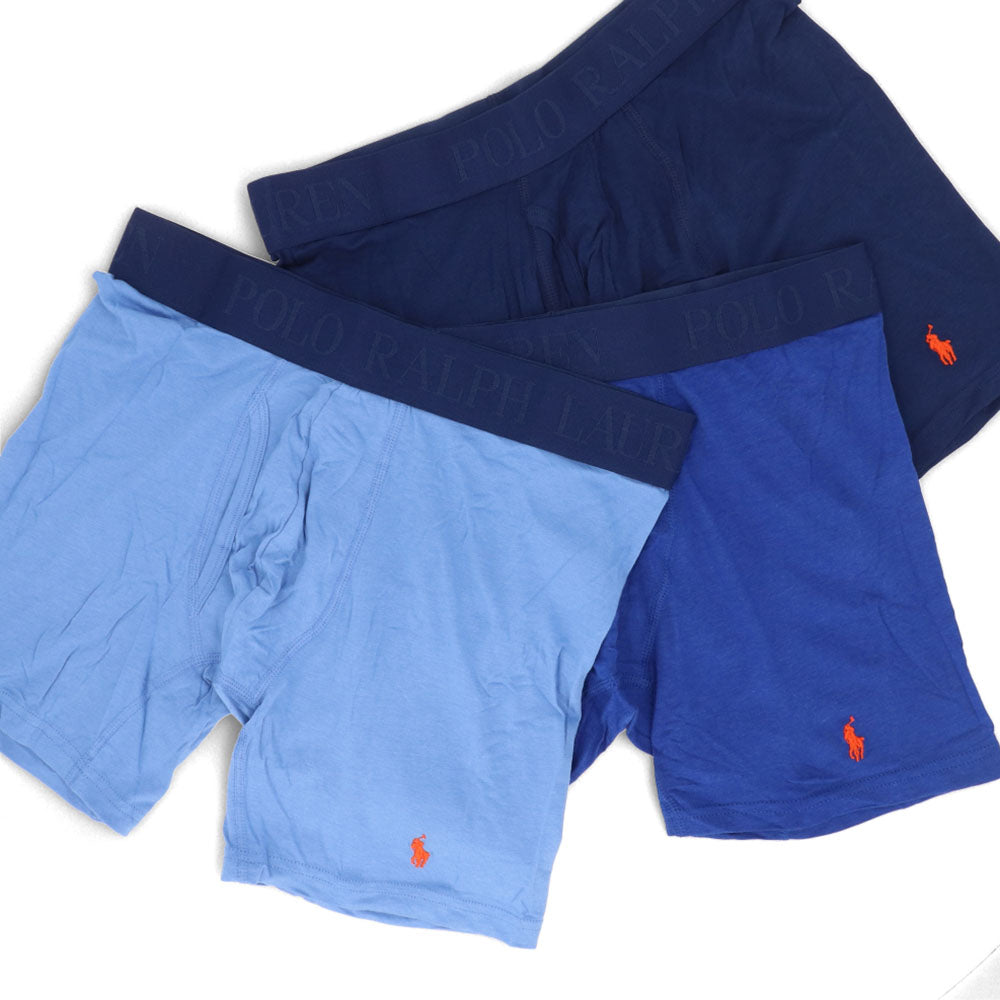 【新品】ラルフローレン Ralph Lauren 下着 パンツ メンズ ブラック ブルー コットン レーヨン ポリウレタン ロゴ 刺繍 3枚セット シンプル ブリーフ ボクサーパンツ LFBBP3
