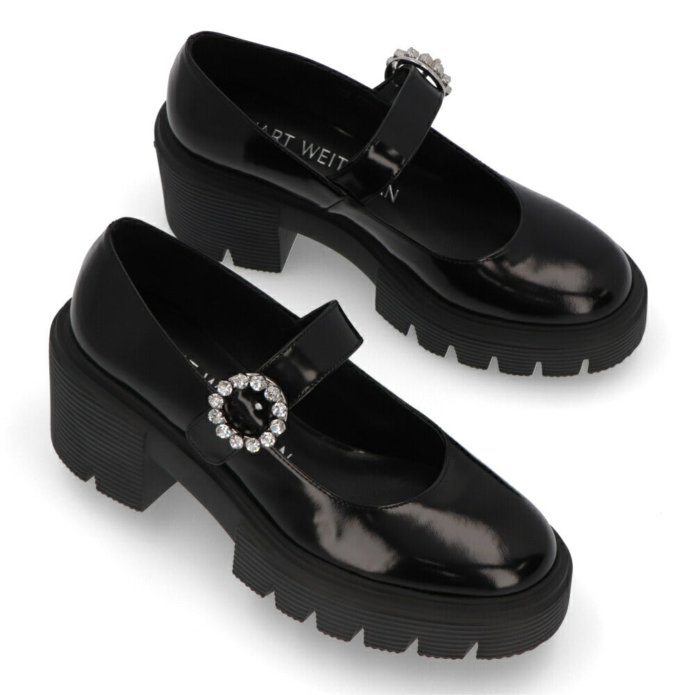 スチュアートワイツマン STUART WEITZMAN シューズ レザーシューズ レディース SOHO GEM MARY JANE ブラック パテントレザー 厚底ローファー 無地 シンプル ロゴ ビジュー付き ローファー SG814