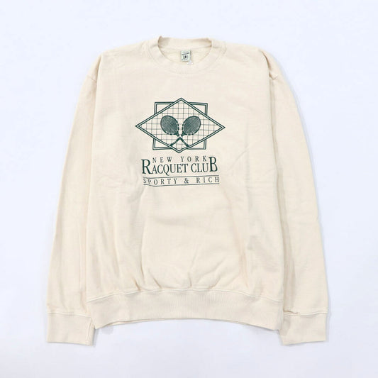 Sporty&Rich スウェット クリーム ロゴ 裏起毛 オーバーサイズ