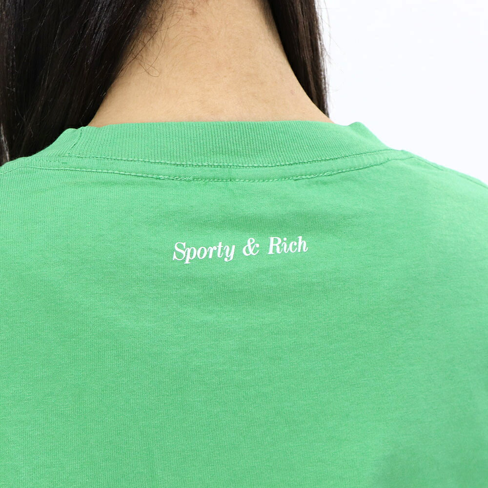 Sporty&Rich Tシャツ ロゴプリント 半袖 グリーン