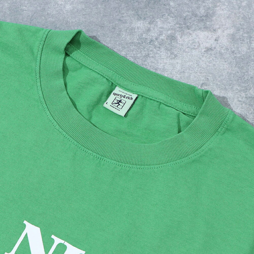 スポーティー&リッチ Sporty&Rich トップス Tシャツ・カットソー レディース グリーン コットン ロゴ ロゴプリント スポーティー クルーネック 丸襟 半袖 TSAW2389VE