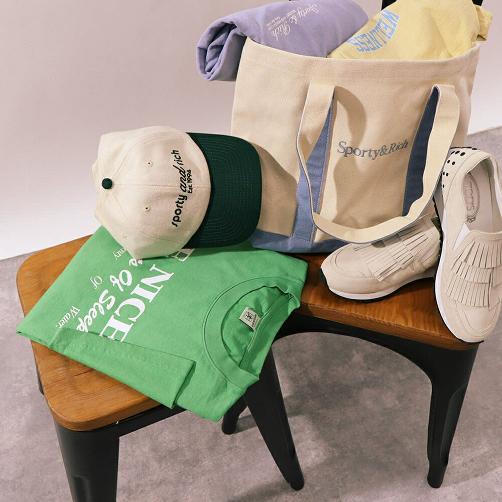 スポーティー&リッチ Sporty&Rich トップス Tシャツ・カットソー レディース グリーン コットン ロゴ ロゴプリント スポーティー クルーネック 丸襟 半袖 TSAW2389VE