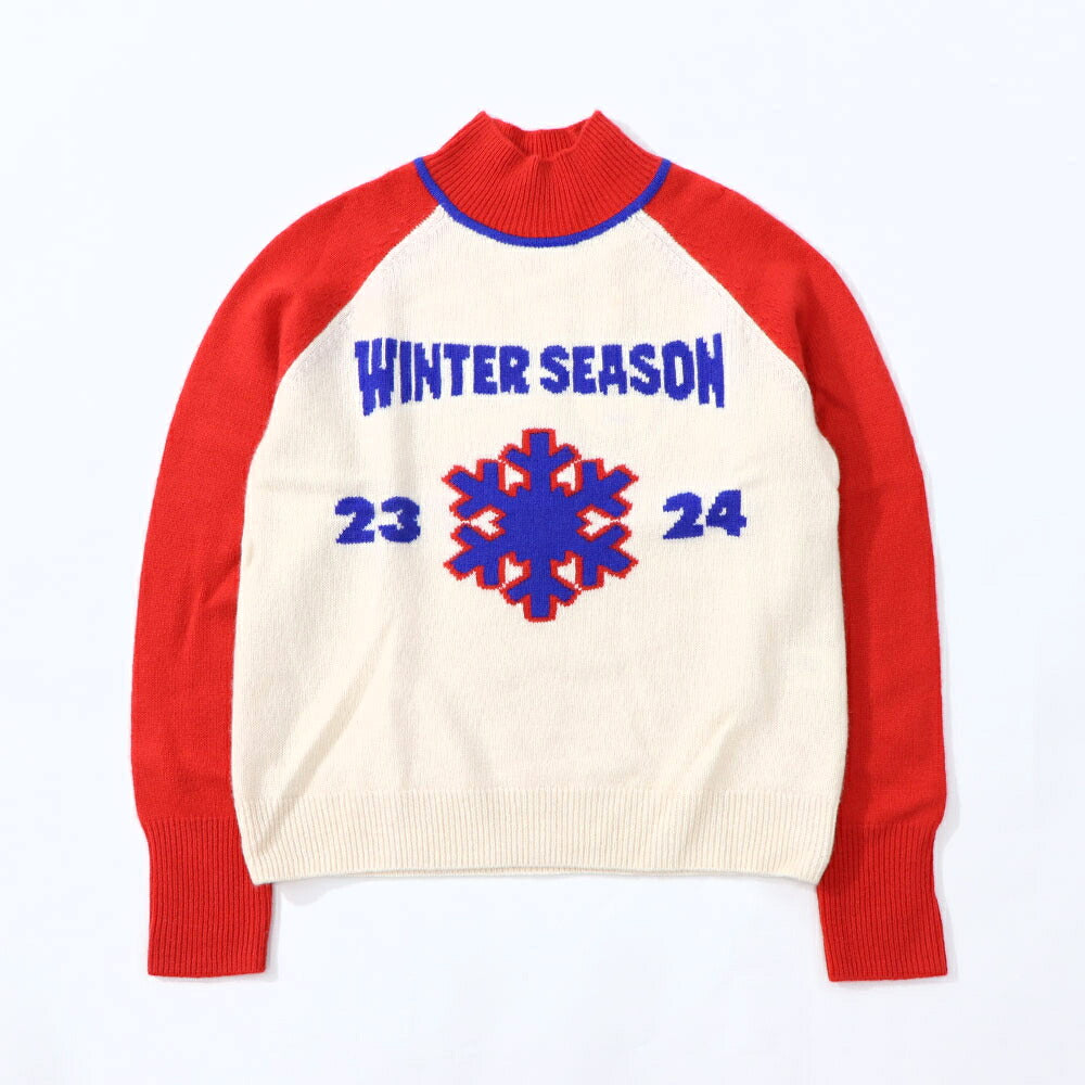 Sporty&Rich ニット ホワイト×レッド カシミア 長袖 セーター