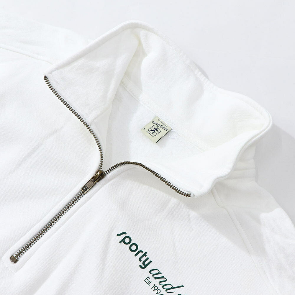 Sporty&Rich スウェット ホワイト オーバーサイズ ハーフジップ