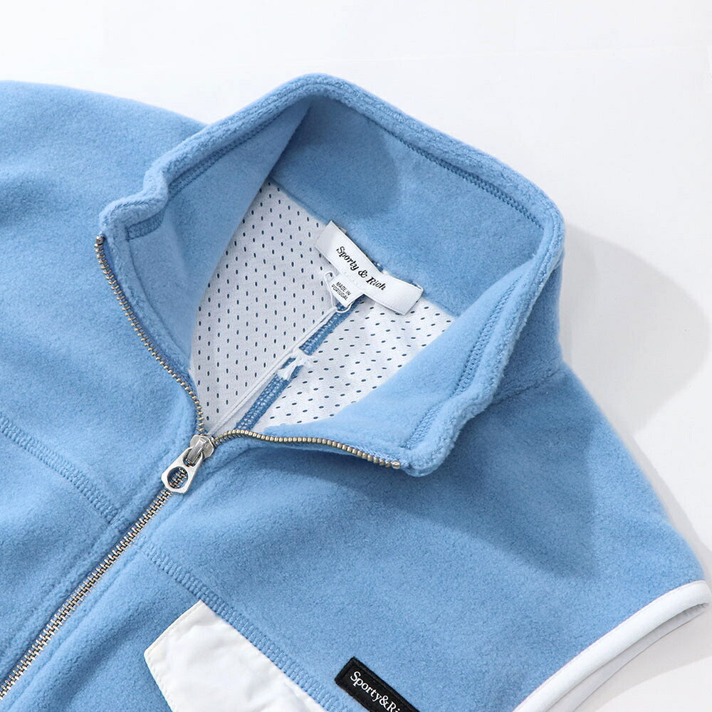 Sporty&Rich ベスト ジレ  ブルー フリース ロゴ