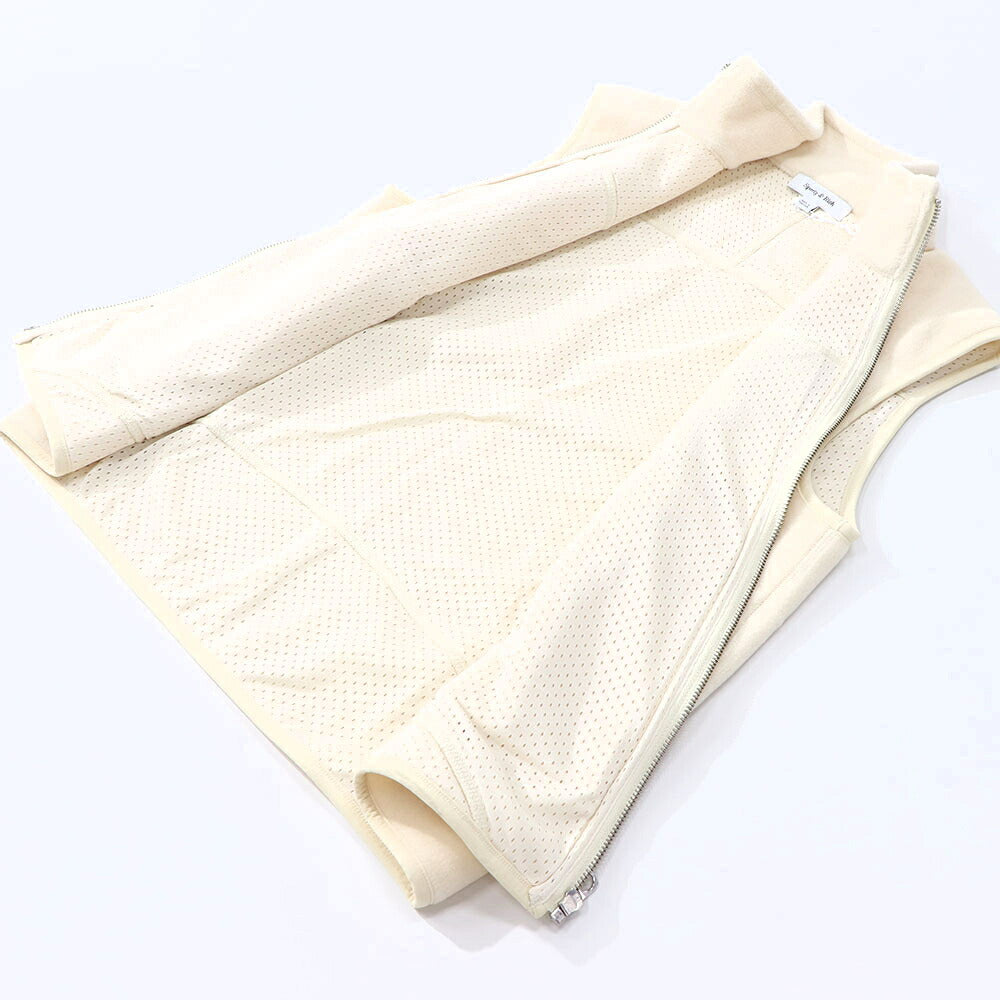 Sporty&Rich ベスト ジレ ホワイト フリース ロゴ